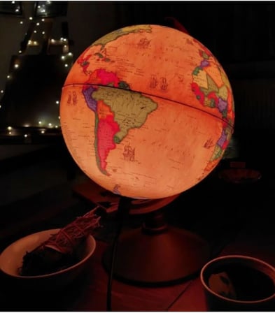 Dünya Küresi - Işıklı- Yerküre Antik-Siyasi Dekoratif Eğitici Yer Küre Globe Ancient, 30 cm