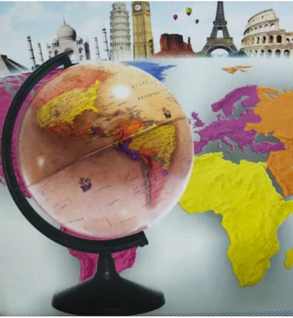 Dünya Küresi - Işıklı- Yerküre Antik-Siyasi Dekoratif Eğitici Yer Küre Globe Ancient, 30 cm
