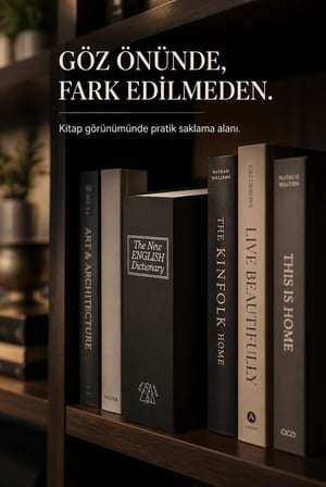 Busstier Kitap Görünümlü Gizli Kasa, Anahtarlı Kilitli Saklama Kutusu, Ev ve Ofiste Değerli Eşyaları Düzenli Saklamak İçin, 180 x 115 x 55 mm