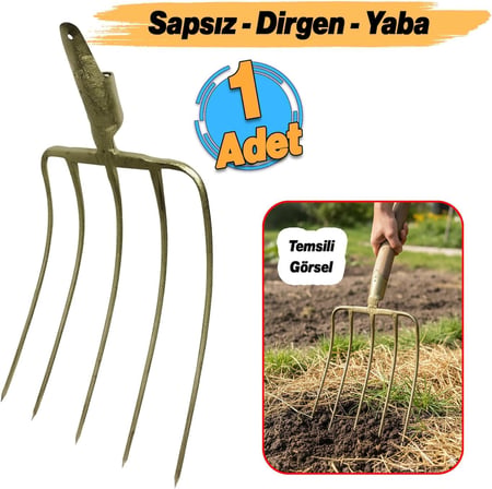 Sapsız Metal 5 Dişli Yaba Ot Saman Balya Taşıma Karıştırma Dirgen Harman Sapları Yayma Aleti 1 Adet