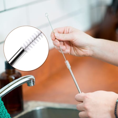 Coverzone 4'Lu Paslanmaz Celik Pipet Ve Temizleme Fircasi, Mesrubat Pipeti, Yuksek Kalite, , Yeniden Kullanilabilir Pipet Seti | İ̇Cecekler İ̇Cin Sik Ve Hijyenik, 21Cm, Gumus | 29 18