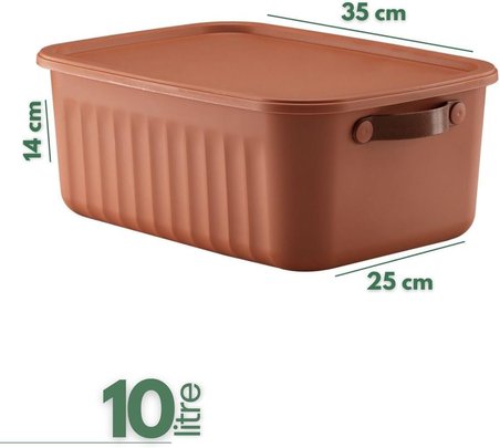 2'Li Kapaklı Saklama Kutusu Seti 10 Litre– Turuncu-Taşınabilir Kulplu, Dolap İçi Düzenleyici, Çok Amaçlı Organizer Kutu, Oyuncak &amp; Kıyafet Kutusu