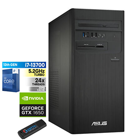 Asus S500TE-I7161TBB0D Intel I7-13700 8gb 256GB SSD 4GB/GTX1650 Freedos Masaüstü Blgisayar C1S500TE-I7161TBB0D01+ZETTAUSBBELLEK