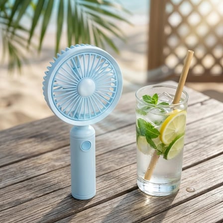 Mini-Fan Taşınabilir El Fanı, Masaüstü Standlı, USB Şarjlı, 16 cm, 3 Kademeli Hız Ayarlı Masaüstü &amp; El Tipi Kompakt Boyut, Mavi