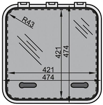 Vetus hatch. Tip Magnus. İçten İçe 421x421 mm