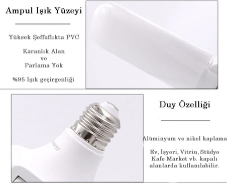 Pervane Led Ampul 3 Kollu Katlanabilir Cata 42w 6400k Beyaz Işık Yaprak Led Ampul