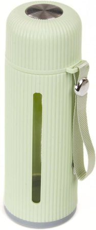 Mukko Home 500 Ml Şeffaf Pencereli Cam Suluk | Soft Renkli, Bpa Içermez,Yeşil