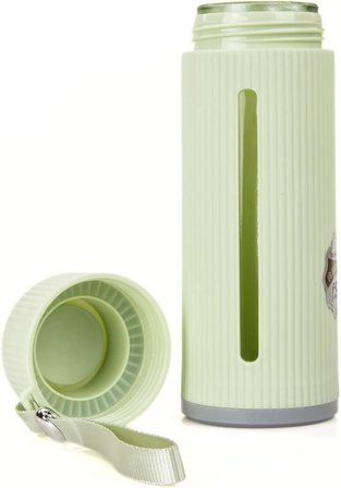 Mukko Home 500 Ml Şeffaf Pencereli Cam Suluk | Soft Renkli, Bpa Içermez,Yeşil