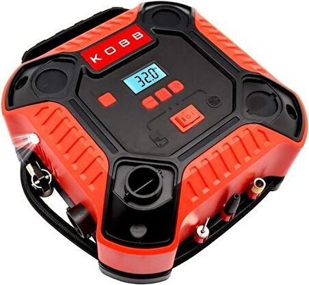 KOBB KB250 12VOLT 160 Psi Dijital Basınç Göstergeli Lastik & Yatak Şişirme Pompası, Kırmızı/