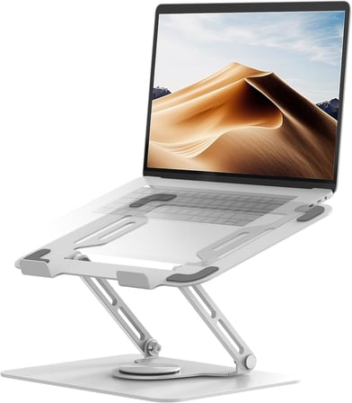 McStorey Katlanabilir Ayarlanabilir Alüminyum Laptop Standı, Taşınabilir Ergonomik Notebook Yükseltici, 6 Kademeli Yükseklik Ayarlı, MacBook Tablet Uyumlu, 10-17 İnç, Gümüş