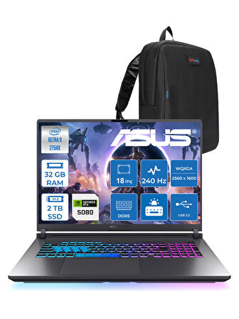 Asus Rog Strix G18 G815LW-S9129 Ultra 9 275HX Aı 32GB GB 2tb SSD 16GB/RTX5080 Gddr7 175W 18" 2.5k Wqxga 240Hz 3ms 500NITS Freedos Gaming Laptop WS9129F13+ZETTAÇANTA