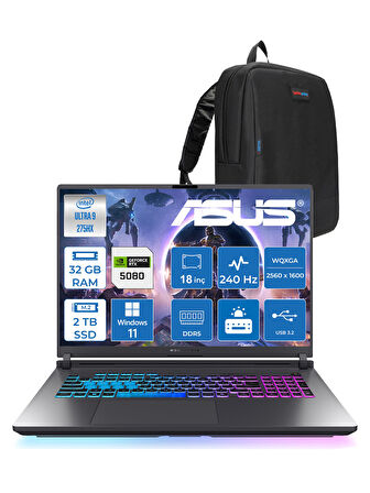 Asus Rog Strix G18 G815LW-S9129 Ultra 9 275HX Aı 32GB GB 2tb SSD 16GB/RTX5080 Gddr7 175W 18" 2.5k Wqxga 240Hz 3ms 500NITS Windows 11 Home Gaming Laptop WS9129H13+ZETTAÇANTA
