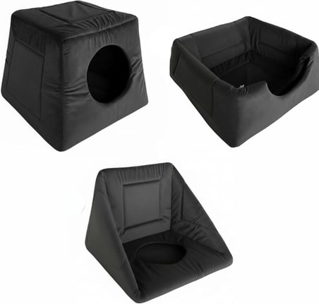 3in1 Kedi Köpek Yatağı ve Oyujn Evi - ÜÇ Fonksiyonlu Kedi ve Küçük Irk Köpekler İçin Yatak-Minder-Yuva - 50 x 50 cm