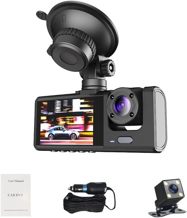 1080P DVR Araç İçi Kamera Ön &amp; İç &amp; Arka Kamera Sürüş Kaydedici 2 İnç Ekran Dashcam Desteği Gece Görüş Döngü Kayıt Tek Tuş Kilidi