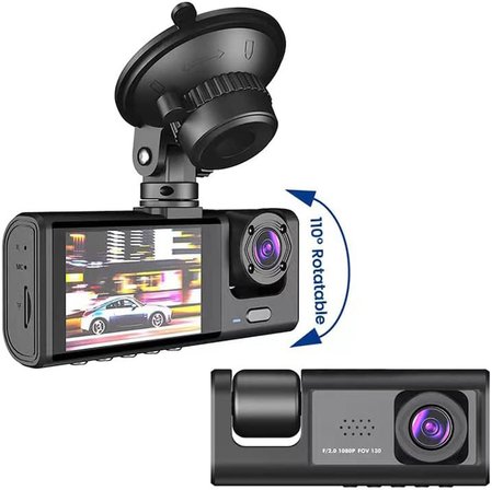 1080P DVR Araç İçi Kamera Ön &amp; İç &amp; Arka Kamera Sürüş Kaydedici 2 İnç Ekran Dashcam Desteği Gece Görüş Döngü Kayıt Tek Tuş Kilidi