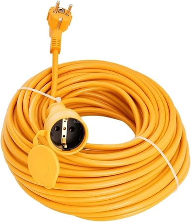 Seyyar Uzatma Kablosu, Erkek ve Dişi Fiş Kaplinli, Kapaklı Prizli, 3x2.5 mm, Kalın Kablo, Bahçe, Şantiye, Atölye ve Dış Mekan Kullanımına Uygun, Güvenli Güç Bağlantı Kablosu (30 Metre)