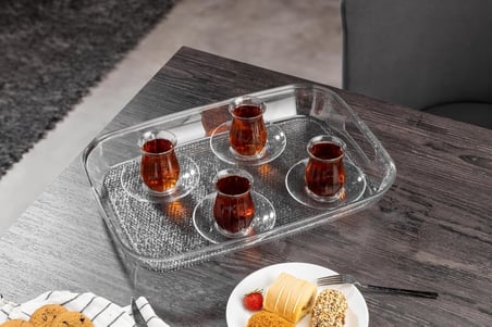 Diamond Akrilik Kırılmaz Şeffaf Servis Tepsisi (Dikdörtgen) 44x30x5cm - Akrilik Kırılmaz Tepsi 844