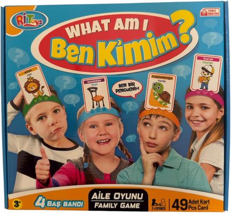Ben Kimim? Eğitici Tahmin Etme ve Akıl Oyunu - Eğlenceli Aile ve Çocuk Kutu Oyunu, 4 Baş Bandı ve 49 Görsel Kartlı Set (3+ Yaş)