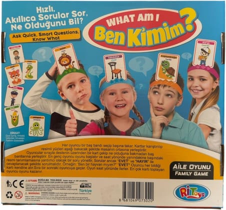 Ben Kimim? Eğitici Tahmin Etme ve Akıl Oyunu - Eğlenceli Aile ve Çocuk Kutu Oyunu, 4 Baş Bandı ve 49 Görsel Kartlı Set (3+ Yaş)