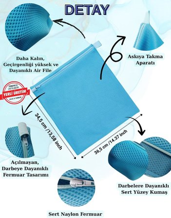 Çok Amaçlı Yıkama ve Kurutma Filesi, Fermuar Korumalı, Petek Mesh Dokulu, Ayakkabı ve Hassas Kıyafetler için