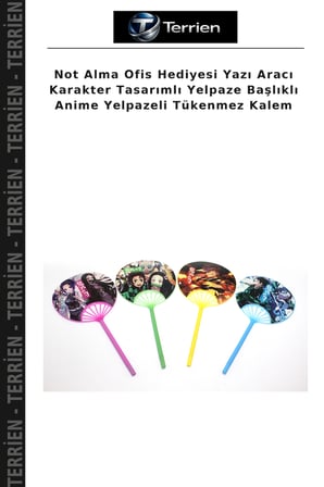 Not Alma Ofis Hediyesi Yazı Aracı Karakter Tasarımlı Yelpaze Başlıklı Anime Yelpazeli Tükenmez Kalem