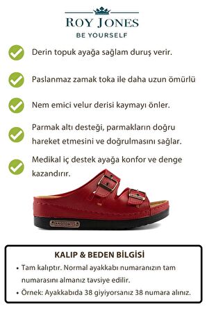 Kadın Ortopedik Anatomik Tabanlı Konfor Modeli Çift Bantlı Tokalı Rahat Dışarı & Ev İçi Terliği