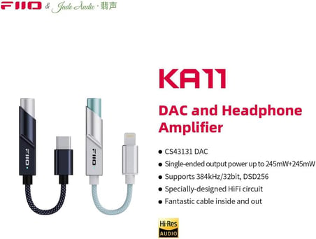 KA11 USB C - 3.5mm Ses Adaptörü 32bit/384 KHz, USB Tip C Dongle HiFi DAC Amplifikatör Android/iOS/Windows/Mac için (Gümüş, TC)