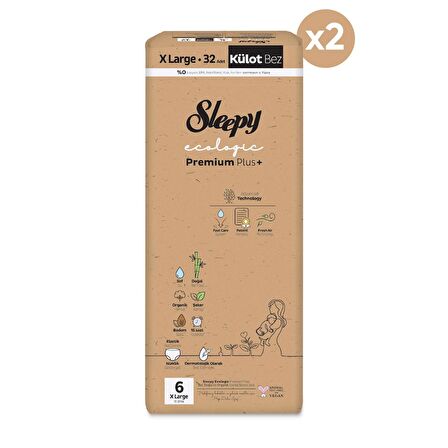 Sleepy Ecologic Premium Plus Süper Paket Külot Bez 6 Numara Xlarge 64 Adet