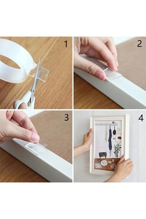 TİNEKE Çift Taraflı Nano Bant Süper Güçlü Şeffaf Çift Taraflı Bant 2CM 3 Metre