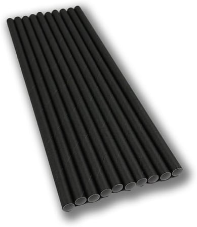 Kağıt Kaplı Siyah Kağıt Pipet 100 Adet
