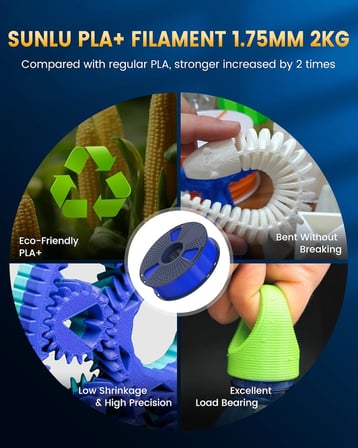 PLA+2.0 3D Yazıcı Filamenti, Yükseltme PLA+ Filament 1,75 mm, Daha Sert ve Daha Güçlü, Düzgün Sarılmış PLA Plus Filament, Boyutsal Doğruluk +/- 0,02 mm, 1 KG Makara (2,2 lb), Beyaz