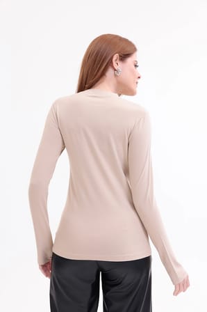 Parmak Detaylı Bisiklet Yaka Body