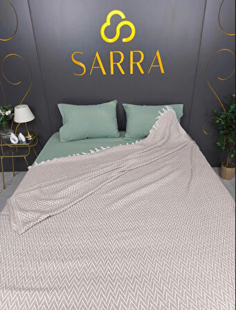 SARRA HOME 200X220 ZİKZAK PEŞTEMAL PİKE - KAPİÇİNO