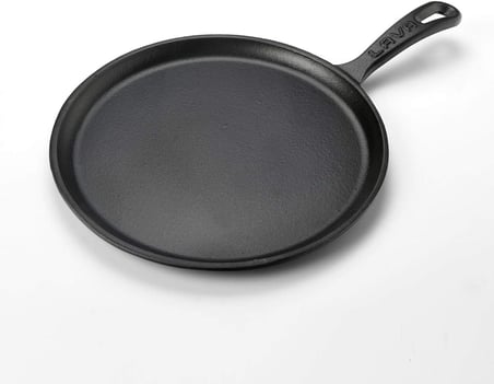 Döküm Krep / Pizza / Pancake Tavası, Yuvarlak, Metal Saplı, 26cm, Siyah