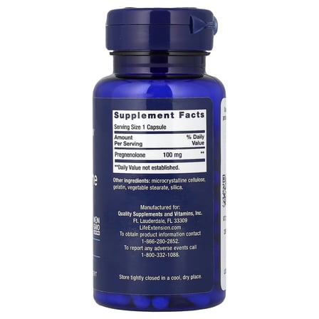 Pregnenolone 100 mg 100 Capsules - microcrystalline cellulose, gelatin, vegatable stearate, silica.