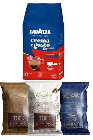  Lavazza Crema e Gusto Espresso Ve  Kadıköy Türk Kahvesi Çeşitleri ( 3 x 100 gr + 1000 gr )