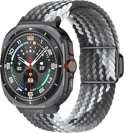 Samsung Galaxy Watch Ultra 47mm ile Uyumlu Örgü Solo Loop Kumaş Kordon Manyetik Tokalı Terleme Yapmayan Nefes Alabilen Hafif Yapılı Bilek Ölçüsüne Göre Ayarlanabilen Elastik Kayış