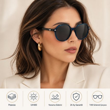 170-COL Seri Polarize Kadın Güneş Gözlüğü-Polarize-UV400-Yansıma Giderici Ultra Hafif 51-Ekartman