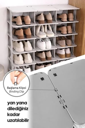 5 Katlı Plastik Ayakkabılık Raf, Eklenebilir ve Büyütülebilir Düzenleyici Organizer, Kapı Önü ve Ev İçi Kullanım İçin İdeal, Uzun Ömürlü ve Dayanıklı (Beyaz)
