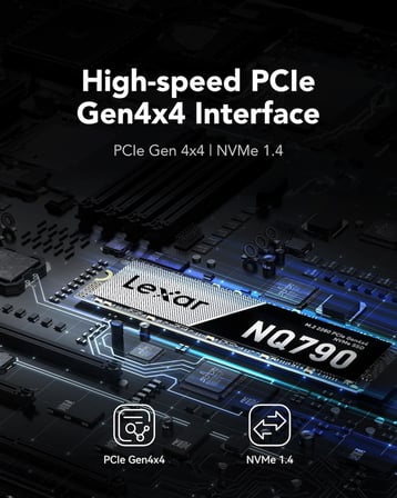 NQ790 1 TB, M.2 2280 PCIe Gen4x4 NVMe 1.4 Dahili, 7.000 MB/s'ye Kadar Okuma, 5.000 MB/s'ye Kadar Yazma, Yoğun İş Yükleri İçin Yüksek Performans, PS5