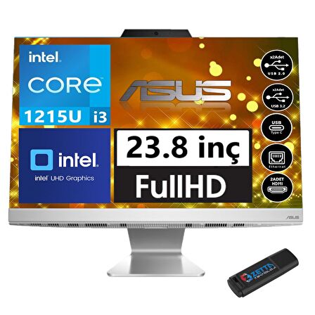 Asus A3402WBAK-WPC007M Intel Core İ3-1215U 8gb 4tb SSD Fhd  23.8'' Windows11Pro All-In-One Masaüstü Bilgisayar WPC007MW06+ZETTAUSBBELLEK