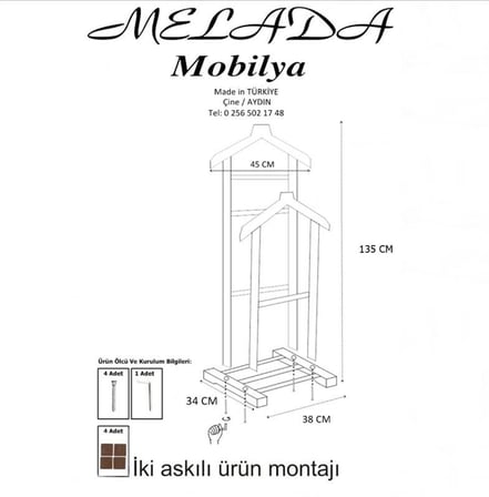 Reyo Gürgen Çift Tepeli Dilsiz Uşak Cilalı Ceviz Double 135 cm - MLD0CTCD135