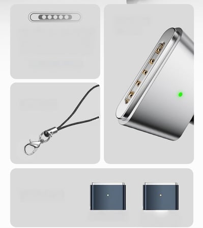 Type-C to MagSafe 3 İle Uyumlu Dönüştürücü | 140W Hızlı Şarj Destekli | MacBook İle Uyumlu Çevirici Gri SF-3