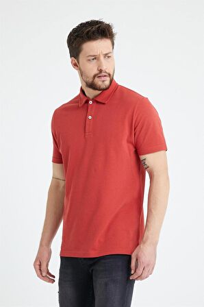 Erkek Basic Polo Yaka Tişört (Regular Fit) Kiremit