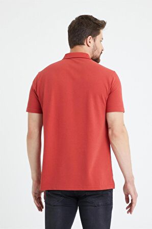 Erkek Basic Polo Yaka Tişört (Regular Fit) Kiremit