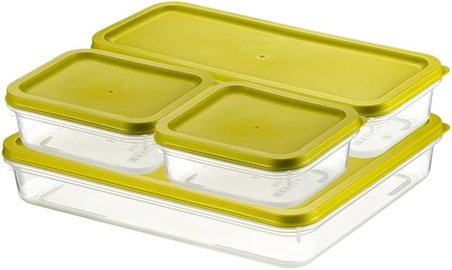 4 Adet Buzdolabı ve Derin Dondurucu Saklama Kabı Seti, Fresh Box, Dolap Düzenleyici ve Buz Dolabı Organizeri, BPA İçermeyen PP Plastik,Gıdaları Taze Tutma,Mutfak Düzenleyici (Yeşil)
