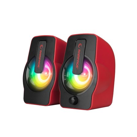 KIRMIZI - RGB IŞIKLI 1+1 HOPARLÖR SPEAKAER SET USB KABLO 2.0 MULTİMEDYA - 6W (2)