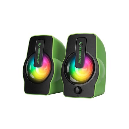 YEŞİL - RGB IŞIKLI 1+1 HOPARLÖR SPEAKAER SET USB KABLO 2.0 MULTİMEDYA - 6W (2)