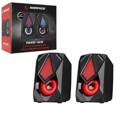 SİYAH - RGB IŞIKLI 1+1 HOPARLÖR SPEAKAER SET USB KABLO 2.0 MULTİMEDYA - 5W (2)