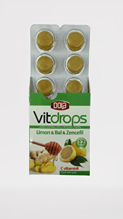 Dola Vitdrops 2’li Set Zencefil & Bal ve Limon & Bal Boğaz Pastili 30 g 24 Drops